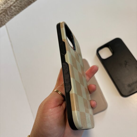 Set of 3 Casely iPhone 12 Pro Max Cases Taupe/Beige, Black, and Cream Checkered - Picture 3 of 6